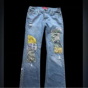 Artistic Patchwork Flare Jeans